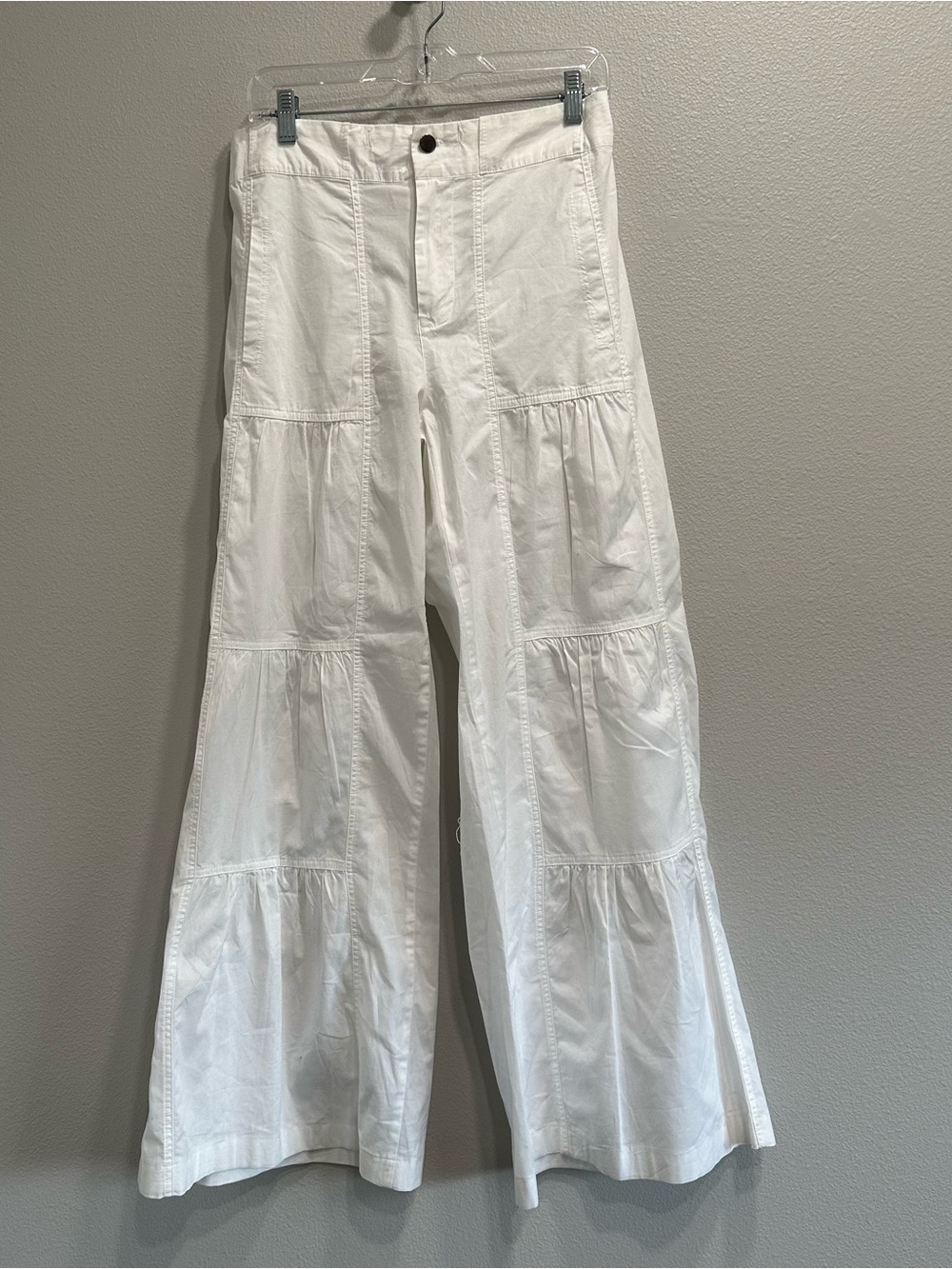 Soft Surroundings white,terraced,wide leg pants,size medium tall,cotton